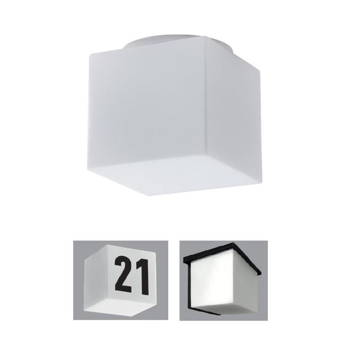 Apus, Vägg/takarmatur med kvadratisk kupa opaliserat triplexglax